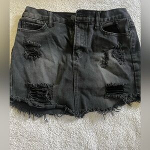 Forever 21 Black Distressed Denim Mini Skirt